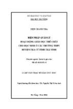 Biện pháp quản lý hoạt động giáo dục thể chất cho học sinh ở các trường thpt huyện trà cú tỉnh trà vinh.