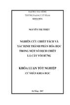 Nghiên cứu chiết tách và xác định thành phần hóa học trong một số dịch chiết lá cây vối rừng.
