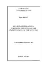 Biện pháp quản lý hoạt động tự kiểm định chất lượng dạy nghề của trường trung cấp nghề quảng ngãi