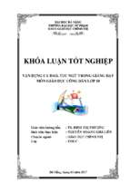 Vận dụng ca dao, tục ngữ trong giảng dạy môn giáo dục công dân lớp 10.