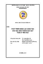 Phát triển năng lực sáng tạo cho học sinh thông qua dạy toán ở tiểu học.