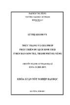 Thực trạng và giải pháp phát triển du lịch sinh thái ở bán đảo sơn trà, thành phố đà nẵng.