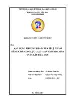 Vận dụng phương pháp chia tỉ lệ nhằm nâng cao năng lực giải toán cho học sinh cuối cấp tiểu học.