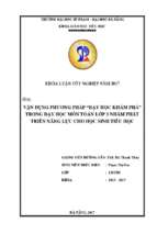 Vận dụng phương pháp dạy học khám phá trong dạy học môn toán lớp 3 nhằm phát triển năng lực cho học sinh tiểu học..