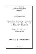 Nghiên cứu tình hình hoạt động du lịch ở huyện đảo lý sơn, tỉnh quảng ngãi và đề xuất một số giải pháp..