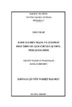 đánh giá hiện trạng và giải pháp phát triển du lịch ở huyện lệ thủy, tỉnh quảng bình