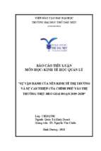 Sự vận hành của nền kinh tế thị trường và sự can thiệp của chính phủ vào thị trường thịt heo giai đoạn 2019 2020