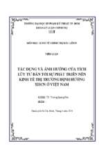 Tác dụng và ảnh hưởng của tích lũy tư bản tới sự phát triển nền kinh tế thị trường định hướng xhcn ở việt nam