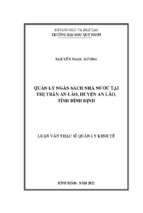 Quản lý ngân sách nhà nước tại thị trấn an lão, huyện an lão, tỉnh bình định