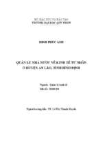 Quản lý nhà nước về kinh tế tư nhân ở huyện an lão, tỉnh bình định