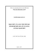 Nhận thức của giáo viên tiểu học  thành phố biên hòa về xây dựng  lớp học hạnh phúc