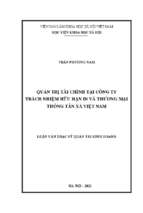 Quản trị tài chính tại công ty  trách nhiệm hữu hạn in và thương mại thông tấn xã việt nam