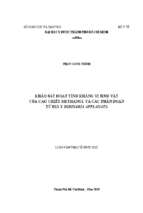 Khảo sát hoạt tính kháng vi sinh vật của cao chiết methanol và các phân đoạn từ địa y dirinaria applanata