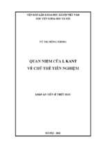 Quan niệm của i. kant về chủ thể tiên nghiệm