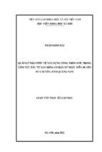 Quản lý nhà nước về xây dựng nông thôn mới  trong lĩnh vực đầu tư xây dựng cơ bản từ thực tiễn huyện duy xuyên, tỉnh quảng nam