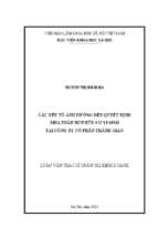 Các yếu tố ảnh hưởng đến quyết định mua phân bón hữu cơ vi sinh tại công ty cổ phần thành giao