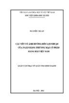 Các yếu tố ảnh hưởng đến lợi nhuận của ngân hàng thương mại cổ phần hàng hải việt nam