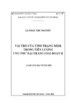 Vai trò của tình trạng mmr trong tiên lượng ung thư đại tràng giai đoạn ii