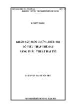 Khảo sát biến chứng điều trị lỗ tiểu thấp thể sau bằng phẫu thuật hai thì