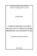 A critical discourse analysis of hillary clinton’s speech after her presidential election defeat in 2016 