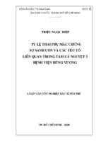 Tỷ lệ thai phụ mắc chứng sợ sanh con và các yếu tố liên quan trong tam cá nguyệt 3 bệnh viện hùng vương