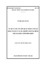 Tỷ lệ và yếu tố liên quan trầm cảm sau sinh 4 tuần ở các bà mẹ đến sinh tại bệnh viện đa khoa tỉnh bình định