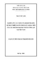 Nghiên cứu các nhân tố ảnh hưởng đến sự phát triển nguồn nhân lực giảng viên của các trường đại học ngoài công lập tại việt nam