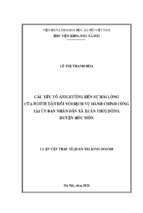 Các yếu tố ảnh hưởng đến sự hài lòng của người dân đối với dịch vụ hành chính công tại ủy ban nhân dân xã xuân thới đông, huyện hóc môn