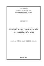 Năng lực cạnh tranh điểm đến du lịch tỉnh hòa bình