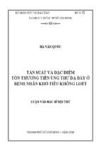 Tần suất và đặc điểm tổn thương tiền ung thư dạ dày ở bệnh nhân khó tiêu không loét