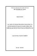 Các nhân tố ảnh hưởng đến sự hài lòng của người dân đối với dịch vụ hành chính công trên địa bàn huyện nhơn trạch, tỉnh đồng nai  