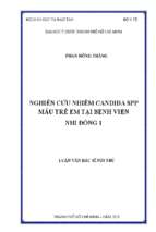 Nghiên cứu nhiễm candida spp máu trẻ em tại bệnh viện nhi đồng 1