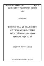 Kết cục thai kỳ của sản phụ có tiền căn mổ lấy thai được giảm đau sản khoa tại bệnh viện từ dũ