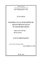 Hoạt động của các đoàn chuyên gia quân sự việt nam tại lào từ năm 1959 đến năm 1975