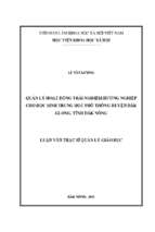 Quản lý hoạt động trải nghiệm hướng nghiệp cho học sinh trung học phổ thông  huyện đắk glong, tỉnh đắk nông