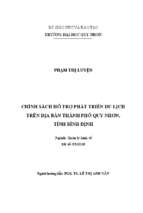 Chính sách hỗ trợ phát triển du lịch trên địa bàn thành phố quy nhơn, tỉnh bình định