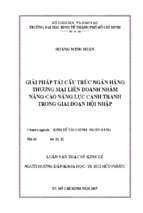 Giải pháp tái cấu trúc ngân hàng thương mại liên doanh nhằm nâng cao năng lực cạnh tranh trong giai đoạn hội nhập