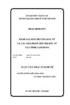 Đánh giá môi trường đầu tư và các giải pháp tiếp thị đầu tư vào tỉnh lâm đồng