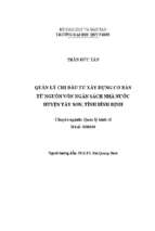 Quản lý chi đầu tư xây dựng cơ bản từ nguồn vốn ngân sách nhà nước huyện tây sơn, tỉnh bình định