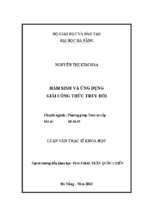 Hàm sinh và ứng dụng giải công thức truy hồi....