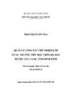 Quản lý công tác chủ nhiệm lớp ở các trường tiểu học trên địa bàn huyện vân canh, tỉnh bình định