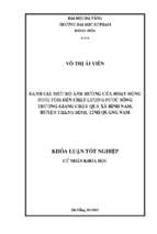 Đánh giá mức độ ảnh hưởng của hoạt động nuôi tôm đến chất lượng nước sông trường giang chảy qua xã bình nam, huyện thăng bình, tỉnh quảng nam.