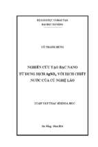 Nghiên cứu tạo bạc nano từ dung dịch agno3 với dịch chiết nước của củ nghệ lào.......