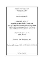 Biện pháp quản lý hoạt động kiểm tra   đánh giá kết quả học tập môn toán của học sinh thpt tỉnh kon tum..