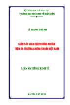 Giám sát giao dịch chứng khoán trên thị trường chứng khoán việt nam