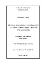 Biện pháp quản lý hoạt động dạy nghề tại trung tâm giới thiệu việc làm tỉnh quảng ngãi..