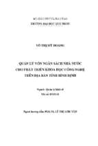 Quản lý vốn ngân sách nhà nước cho phát triển khoa học công nghệ trên địa bàn tỉnh bình định