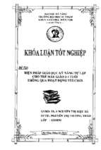 Biện pháp giáo dục kĩ năng tự lập cho trẻ mẫu giáo 3 – 4 tuổi thông qua hoạt động vui chơi.
