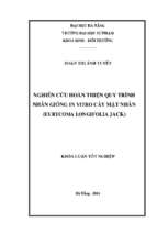 Nghiên cứu hoàn thiện quy trình nhân giống in vitro cây mật nhân (eurycuma longifolia jack)