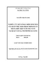 Nghiên cứu một số đặc điểm sinh thái của quần thể chim trĩ đỏ khoang cổ trong điều kiện nuôi thả vườn tại quận cẩm lệ, thành phố đà nẵng.....